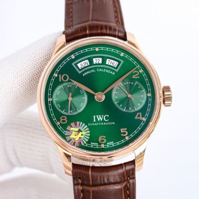 ZF Factory IWC Portugieser Annual Calendar Green Satin Dial 44mm Swiss Automatic Chronograph Watch 